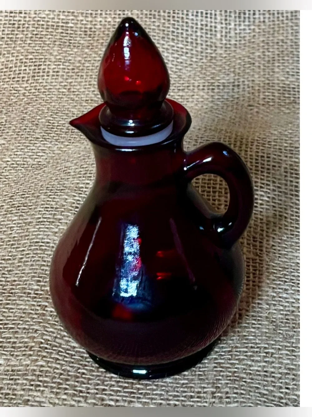 Vintage Avon Cape Cod Ruby Red Cruet with Strawberry Stopper Goth Dark Romance